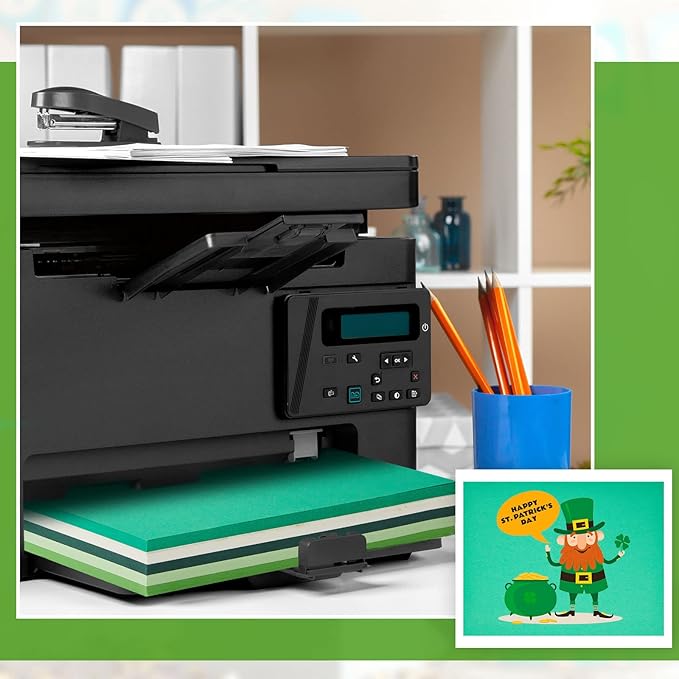 Sinmoe 100 Sheets 5 Shades Cardstock Paper 8.5 x 11 Inches 180gsm Solid Core Printer Paper for Scrapbooking DIY Arts Crafts Making Office Home Supplies(Green Series)
