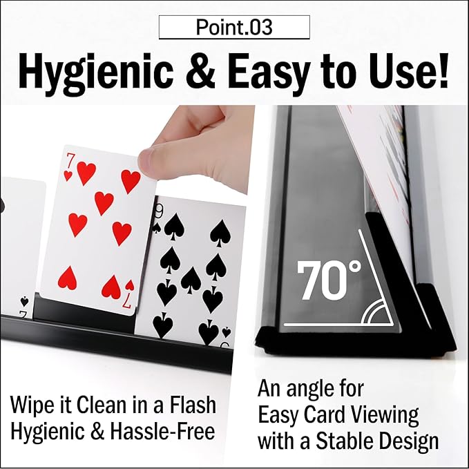 Lightweight Non-Slip Card Holder Stand – Set of 2, 13.4 Inches – Made in Japan for Card Games and TCG, Anti-Skid Base (2 Pack-Black)