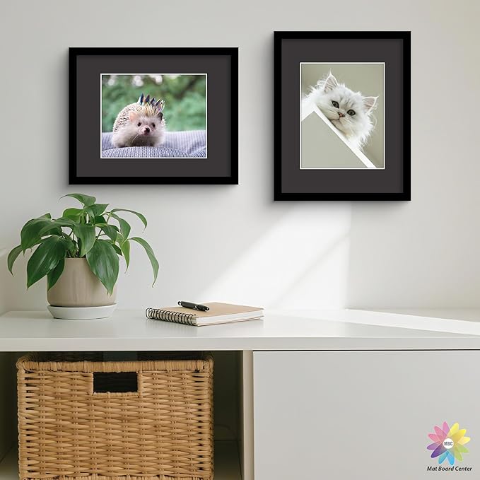 Mat Board Center, Pack of 25, 11x14 for 8x10 Black Mats - Acid Free, 4-ply Thickness, White Core - for Pictures, Photos, Framing