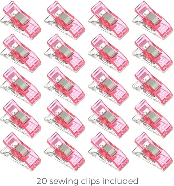 Rotary Cutter Set - Quilting Kit incl. 45mm Fabric Cutter, 5 Replacement Blades, A6 Cutting Mat and Craft Clips - Ideal for Crafting, Sewing, Patchworking, Crochet & Knitting (Pink, A6)