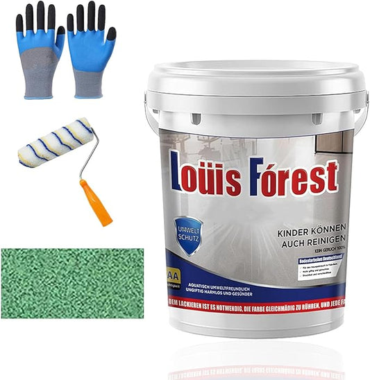 Louis Forest Epoxy Floor Paint, High-Gloss Marble Effect Coating, Epoxy Colored Sand Floor Paint, Wear-Resistant and Non-Slip for Indoor Outdoor (1KG-Green)
