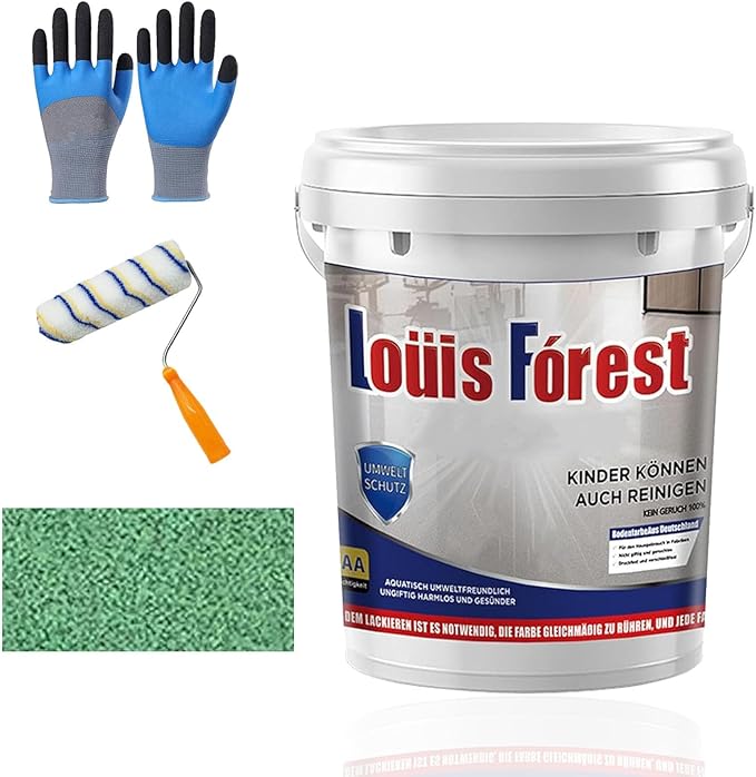 Louis Forest Epoxy Floor Paint, High-Gloss Marble Effect Coating, Epoxy Colored Sand Floor Paint, Wear-Resistant and Non-Slip for Indoor Outdoor (0.5KG-Green)
