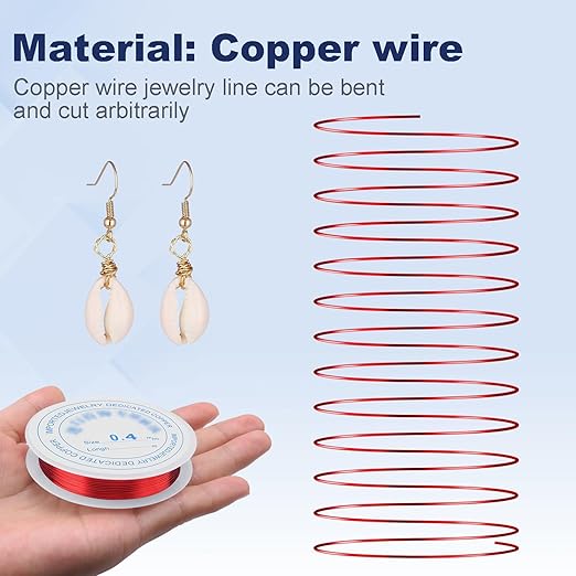 6 Rolls Copper Jewelry Wire, 5 Assorted Colors 0.4 mm Dia. Beading Wire for Jewelry Making Bracelet Earrings Rings Necklaces Flower Craft Projects
