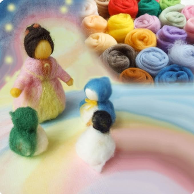 3.53oz Wool Roving Yarn, Wool Felting Supplies, Pure Wool, Chunky Yarn, Spinning Wool Roving for Needle Felting Wet Felting DIY Hand Spinning (Blue)
