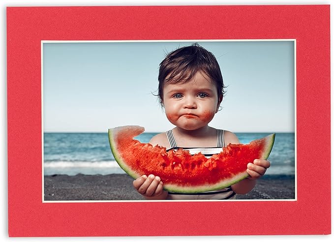 Pack of TEN 8x10 Mats Bevel Cut for 5.5x8.5 Photos - Acid Free Cardinal Red Precut Matboards For Pictures, Photos, Framing - 4-ply Thickness