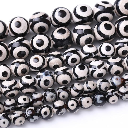 36PCS 10MM Natural Tibetan Stone Beads Round Loose Stone Beads for Jewelry Making DIY Energy Stone Healing Power Bracelet 15"