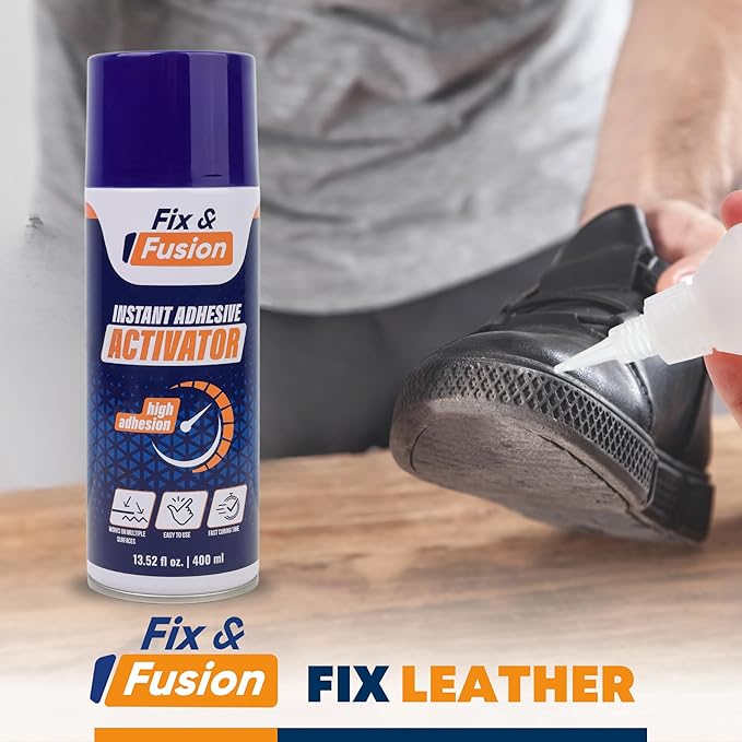 FIX & FUSION Activator Spray (13.5 Fl Oz), Instant Cure Accelerator for Cyanoacrylate (CA) Super Glue for Wood, Plastic, Rubber, Granite, and DIY & Professional, Accelerates Bonding Strength, (2 Pack)