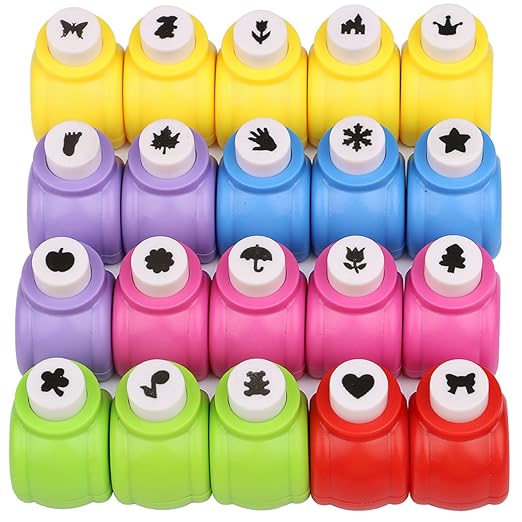 Craft Punches 20pcs, Katfort Hole Punch Shapes 20 Patterns, Craft Hole Punch Shapes, Shape Paper Punch Set for Crafts for Adults for DIY Scrapbooking Nail Art Craft Punchers Supplies