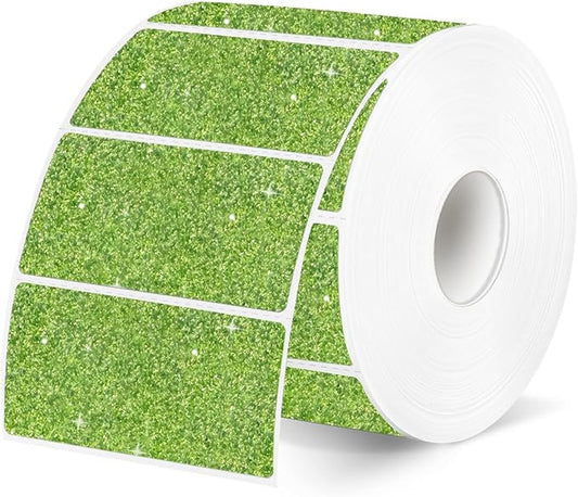 2"x1" Holographic Thermal Labels Stickers, Glitter Direct Thermal Printer Labels, Waterproof Self-Adhesive Address Shipping Label Stickers, 300 Sheet/ 1 Roll, Holographic Shiny Green