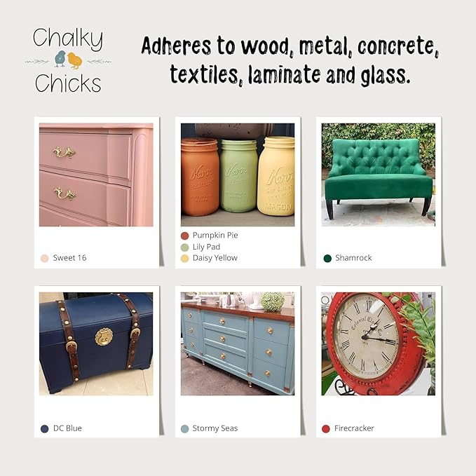 Chalky Chicks All-in-One Chalk Paint for Furniture or Cabinet - 8 Fl Oz - Matte Finish Emmy's Red (Orange Red) for Metal, Wood Furniture Paint - No Sanding All-in-One for Home Decor & Crafts, USA Made