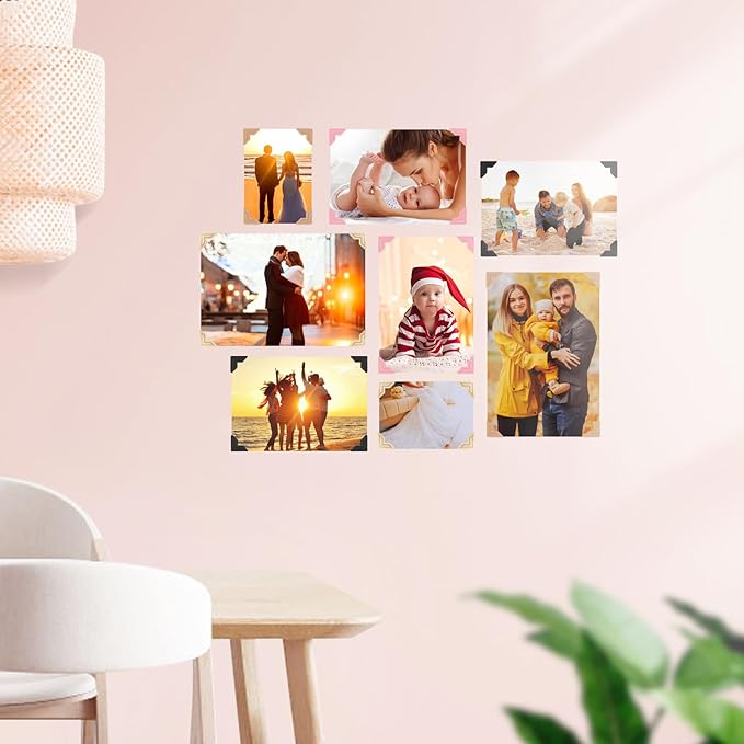 GOONAVI 10 Sheets 240 PCS Shiny Gold Acid-Free Photo Corners Notebook, Self-Adhesive Photo Corners for DIY Photo Album Journal, Photo Corner Stickers for Trip Journal Memory Book