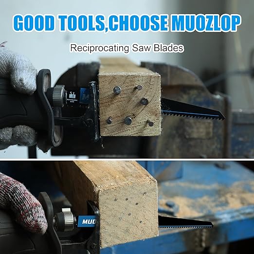 5 Pack 6 inch Reciprocating Saw Blades Set，6 TPI High Carbon Saw Blades for Wood with Nails ，Saw Blades with Organizer Case (5, 6T/6inch)