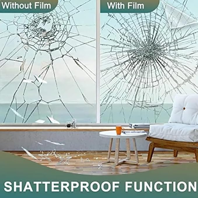 RockRose Security and Safety Clear Window Film - Anti-Shatter Tempered Glass Film for Home & Office Windows - Premium 4 Mil 99% UV Resistant Window Film for Enhanced Safety - (30 in X 10 Ft)