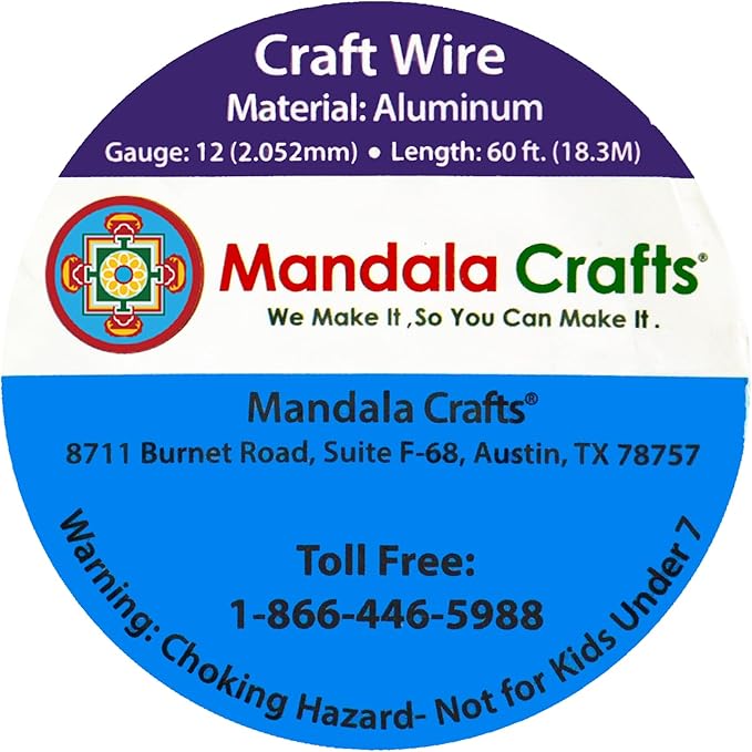 Mandala Crafts 12 Gauge Anodized Aluminum Craft Wire for Jewelry Making - 60 FT Colored Flexible Violet Wire - Bendable for Bonsai Armature Crafting Sculpting