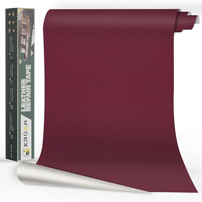 Leather Repair Tape, 16x79 inch Leather Patches for Furniture, Self Adhesive Leather Repair Patch for Sofas, Couches, Leather Covers, Seats, Chairs, Vinyl Repair Tape Wine Red