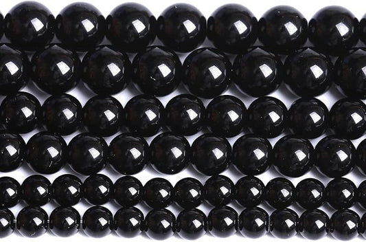 4mm 93pcs Natural Black Agates Onyx Stone Beads Smooth Round Loose Spacer Beads for Jewelry Making DIY Bracelets 15" (Black Agate, 4mm)