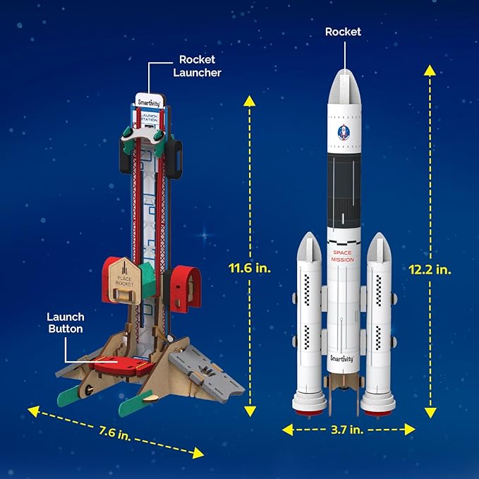 Smartivity Rocket Launcher STEM Kit for Kids 6, 7, 8, 9, 10, 11, 12 Years Old | Build Your Own Rocket and Launcher | Christmas, Birthday Gift for Smart Kids | DIY Science Toy for Boys & Girls