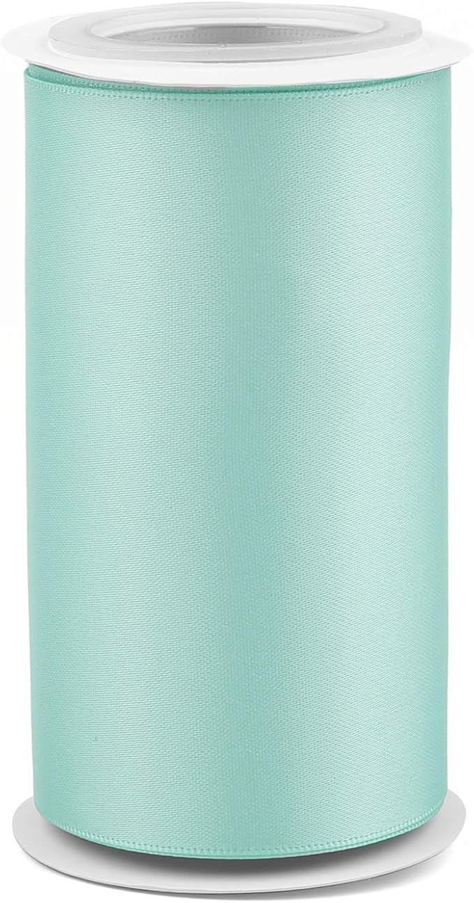 Humphrey's Craft 4 Inch Blue Double Faced Satin Ribbon - 5 Yards Variety of Color for Crafts Gift Wrapping Cutting Ceremony Decoration Sewing Chair Sash Wedding Dining Tables.