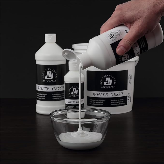 Acrylic Gesso - White Professional Grade Gesso for Painting, Acrylic, Oil, Pastels, & More! - Gallon Tub