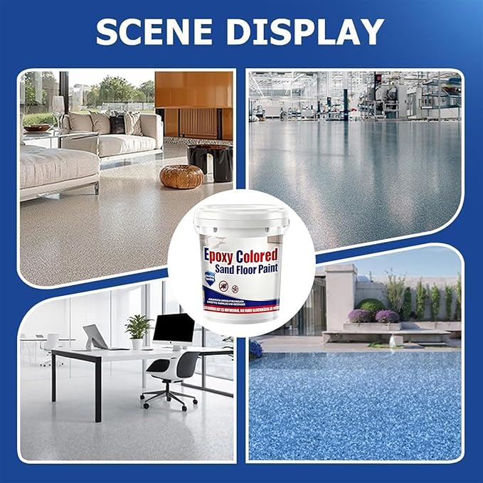 Epoxy Colored Sand Floor Paint, Epoxy Floor Paint for Concrete, High Gloss Marble Effect Coating, Waterproof Non-Slip Concrete Paints, Suitable for Indoor/Outdoor Use (Dark Blue,640 oz/20 kg)
