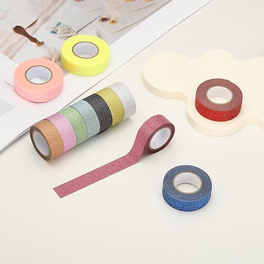 PATIKIL 1 Roll Glitter Paper Washi Tape, Washi Decorative Tape for Crafts, White