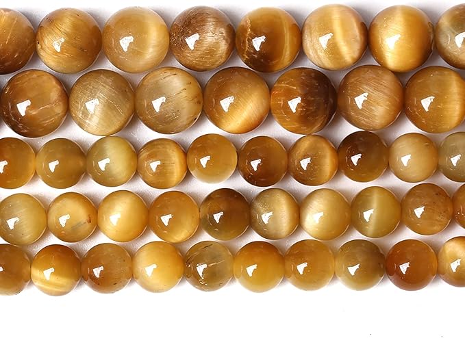 120PCS 6mm AAA Natural Tiger Eye Stone Beads Gemstone Round Spacer Loose Beads for Jewelry Making DIY Bracelet,Necklace, Earrings 2 Strand 32"
