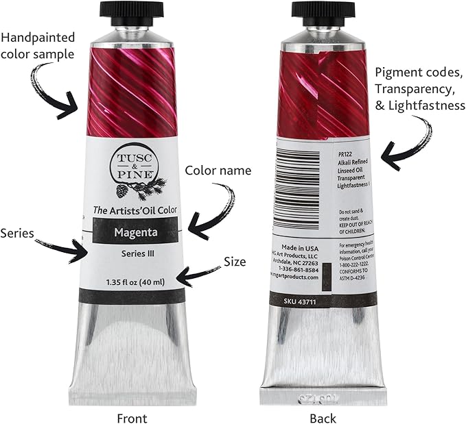 Tusc & Pine Artist Oil Paint - Luminous Turquoise, 150 ml, Non-Yellowing, Rich & Creamy Consistency, Maximum Pigment Load, Small Batch Milled Oil Paints Made in the USA for Professional Artists