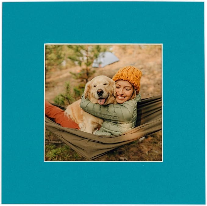 5x7 Mat for 8.5x11 Frame - Precut Mat Board Acid-Free Teal Blue 5x7 Photo Matte For a 8.5x11 Picture Frame, Premium Matboard for Family Photos, Show Kits, Art, Picture Framing, Pack of 100 Mats