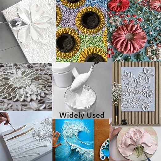 Acrylic Modeling Paste 3D Art Texture Paste 9.88oz/280ml, Ideal for Wood/T-Shirts/Glass/Stone, Sculpting Material Fast Drying Gesso Alternative DIY Crafts Projects (Acrylic Modeling Paste)