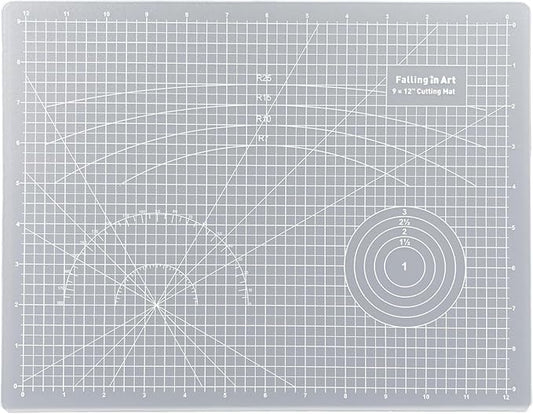 Falling in Art Self Healing Cutting Mat, 9x12" Cutting Mats for Sewing, Double-sided 5-Ply Fabric Cutting Board for Crafting, Quilting and Sewing Projects, White