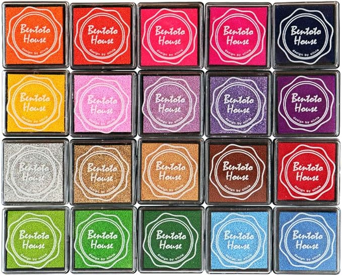 Dizdkizd Finger Craft Ink Pads, 20 Colors Craft Ink Pads for Rubber Stamps, Paper, Scrapbooking, Wood, Fabric, Best Gift for Kids