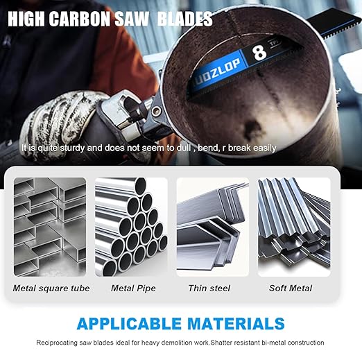 2 Pack 12 inch Reciprocating Saw Blades Set， 8 TPI High Carbon Saw Blades for Metal ，Saw Blades with Organizer Case (2, 8T/12inch)