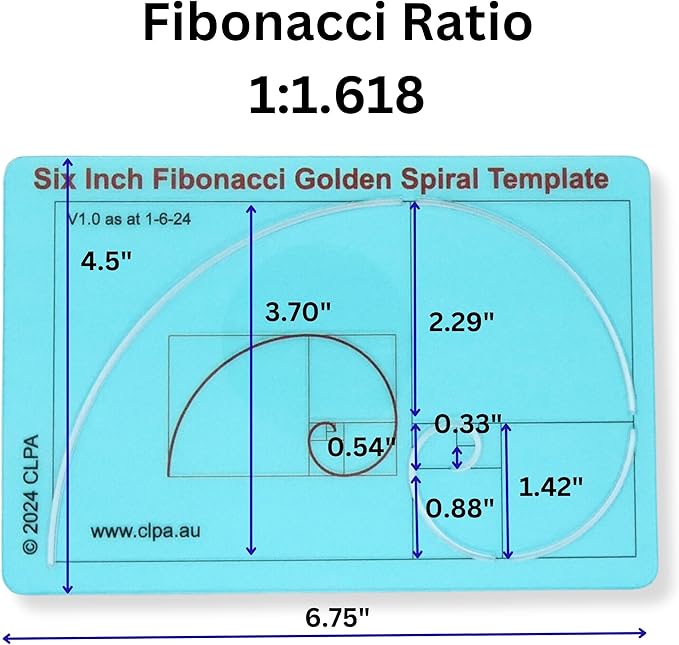 Fibonacci Spiral Stencil Template for Drawing and Drafting: A Fibonacci Spiral Drawing Tool for Artists Allows The Simple Application of The Golden or Divine Ratio for Artistic Design