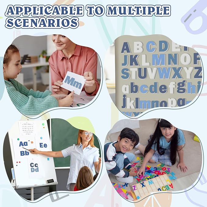 Breling 310 Pieces Felt Bulletin Board Letters Sticker with Number, 2" Bulk Self Adhesive ABC Upper Lowercase Sticky Letter for Christmas Gift Poster Bulletin Board Classroom(Blue Color)