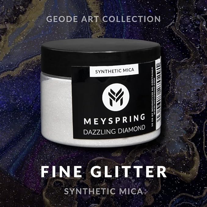 MEYSPRING Dazzling Diamond - White Glitter Mica Powder - Resin Glitter - White Mica Powder for Epoxy Resin - Resin Color - Mica Powder for Lip Gloss - Glitter for Candle Making - Glitter Powder