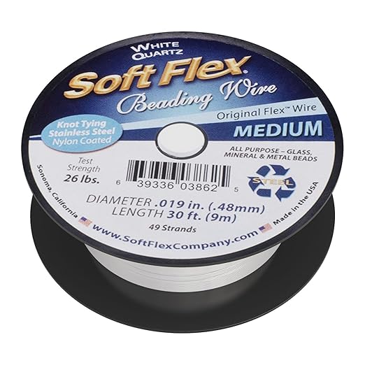 Soft Flex 49 Strand Beading Wire - Medium 0.19 Diameter - 100 Feet Nylon Design Wire