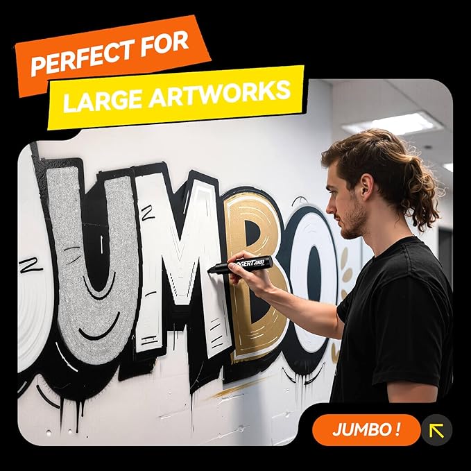 3Pcs Silver Jumbo Poster Markers, 15MM Thick Permanent Acrylic Graffiti Markers, Wide Tip Paint Marker for Canvas, Posters Board, Fabric, Window, Glass, Wood, Teachers,Banner painting supplies