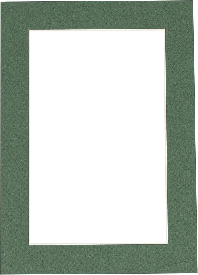 8.5x11 Mat Bevel Cut for 7x9 Photos - Acid Free Hunter Green Precut Matboard with Backing Board and Crystal Clear, Self Seal Photo Mat Bag - for Pictures, Photos, Framing - 4-ply Thickness