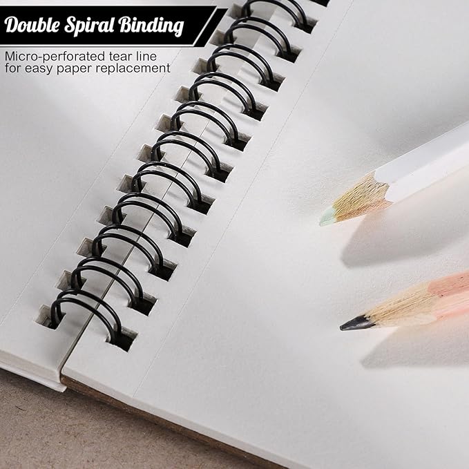 4 Pack Sketch Book, 8.5 x 11Inch Sketchbook, 68lb/100gsm Top Spiral Bound Sketch Pad, Acid Free Art Supplies Drawing Painting Sketching Paper for Teens Adults Artists (30 Sheets Each)