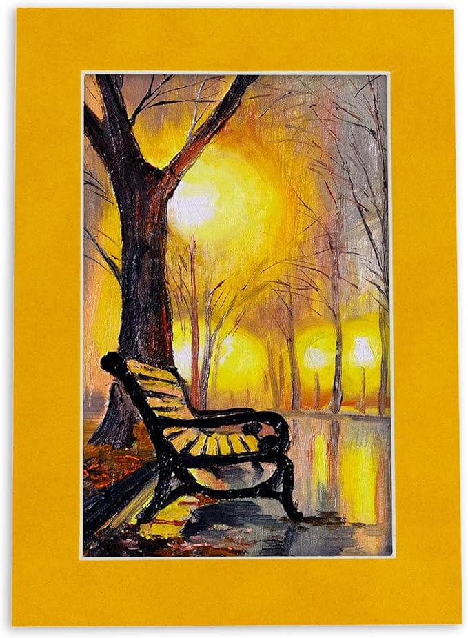 8x10 Mat Bevel Cut for 5x8 Photos - Acid Free Bright Yellow Precut Matboard - For Pictures, Photos, Framing - 4-ply Thickness