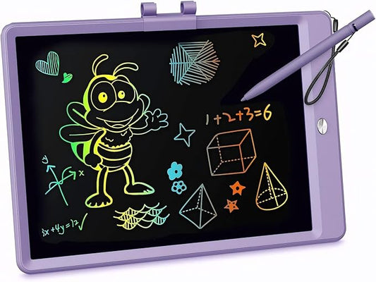KOKODI LCD Writing Tablet, 10 Inch Colorful Toddler Doodle Board Drawing Tablet, Erasable Reusable Electronic Drawing Pads, Educational and Learning Toy for 3-6 Years Old Boy and Girls(Purple)