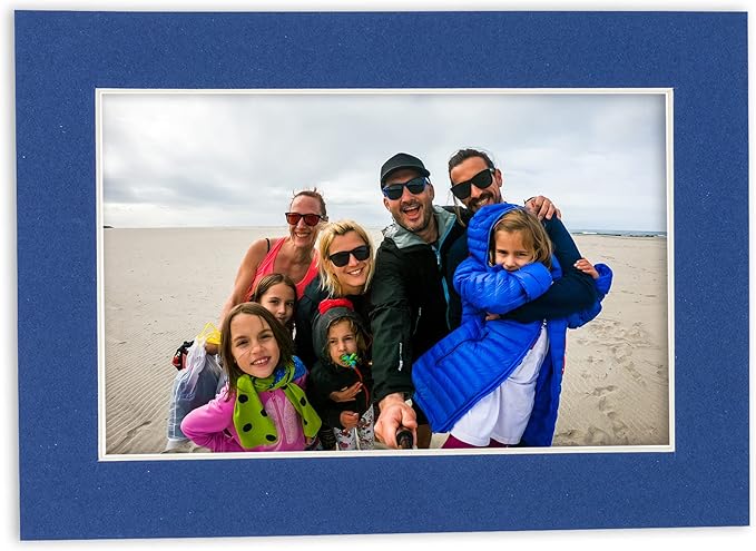 8x10 Mat for 6x8 Photo - Precut Bottle Blue Picture Matboard for Frames Measuring 8 x 10 Inches - Bevel Cut to Display Art Measuring 6 x 8 Inches - Acid Free ONE MAT with Backing Board & Clear Bag