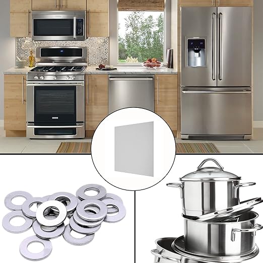 430 Stainless Steel Sheet Metal 12" x 12" x 1/32" Inch Metal Plates for Magnetic Mount Board Wall 20GA(0.80MM) 430 Stainless Steel Shim Stock Plates Metal Sheets for Crafting, Kitchen DIY, Office