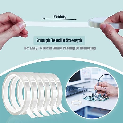 6 Rolls 10mm x33m(108ft) Clear Heat Tape,Transparent High Temperature Heat Resistant Tape,Heat Transfer Tape for Heat Press and Sublimation,Heat Transfer Vinyl,No Residue