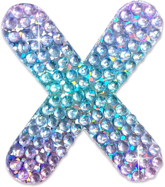StickerBeans® Rhinestone Alphabet Letter Sticker X - Unique Sparkly Design 2” x 2” Cut-to-Shape Adhesive - Personalization, Collecting, Gifting, Scrapbooking, Decorating Laptops, Phone Cases, All Ages