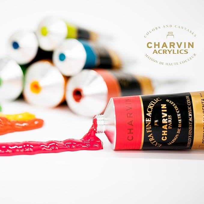 Charvin Extra Fine Professional Acrylic Paint - Oriental Red, 60ml Tube, Triple-Milled, Lightfast Pigments, Open Stock Artist Acrylic Paints in Nature-Inspired Hues