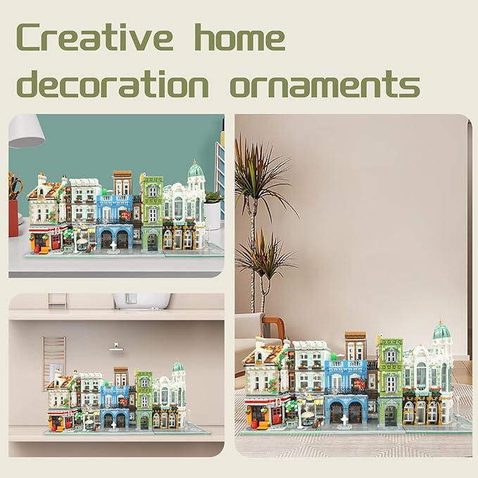 ZenithFlow Street View Building Blocks Kit, Brick Square Mini Blocks Construction Toys European Architecture Model House Store Building Set, Idea Gifts Home Decoration Collection for Adults 3299 PCS