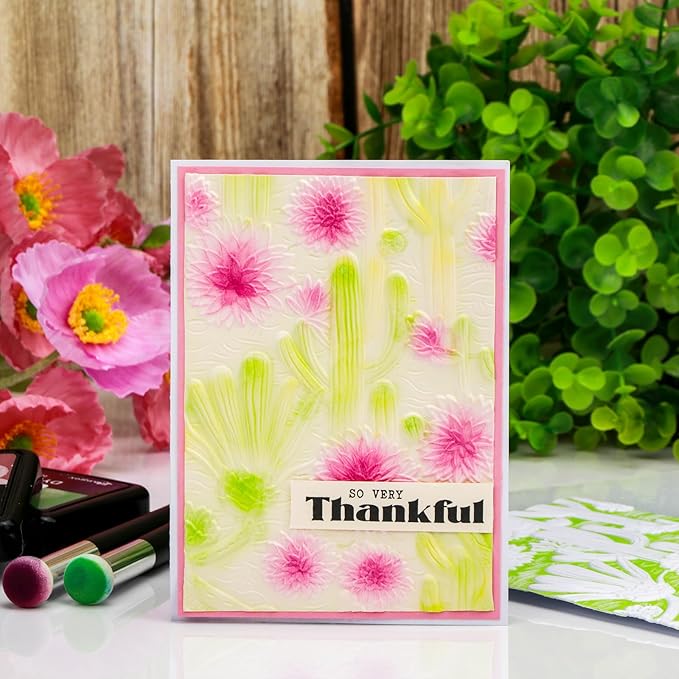 BAOFALI 3D Embossing Folder for Card Making,Beautiful Cactus and FlowerClear Plastic Texture Fades Embossing Folder Template for Scrapbooking Cardstock Album DIY Decoration Paper Crafting 6.3x4.5inch