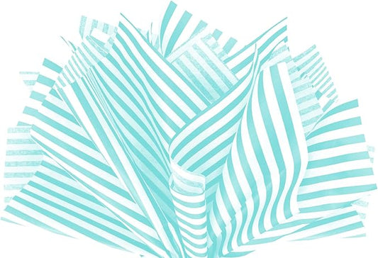 Flexicore Packaging Azure Pin Stripe Print Gift Wrap Tissue Paper Size: 15 Inch X 20 Inch | Count: 100 Sheets | Color: Azure Pin Stripe
