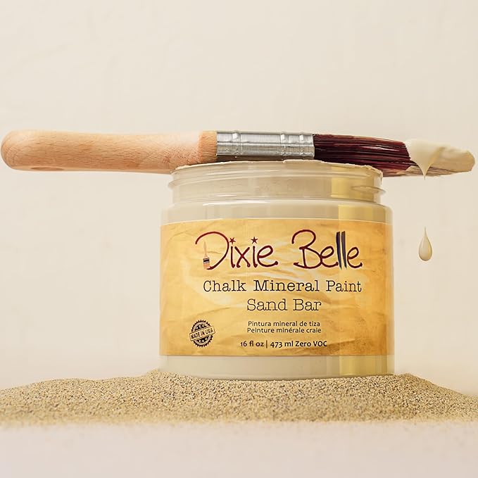Dixie Belle Paint Company Chalk Finish Furniture Paint - Sand Bar (16oz) - Matte Neutral Tan Chic Chalk Mineral DIY Furniture Paint